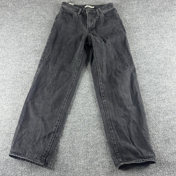 Levi's Denim - Levis 94 Baggy Jeans Womens 26 Black Charcoal Wash Relaxed Straight Denim